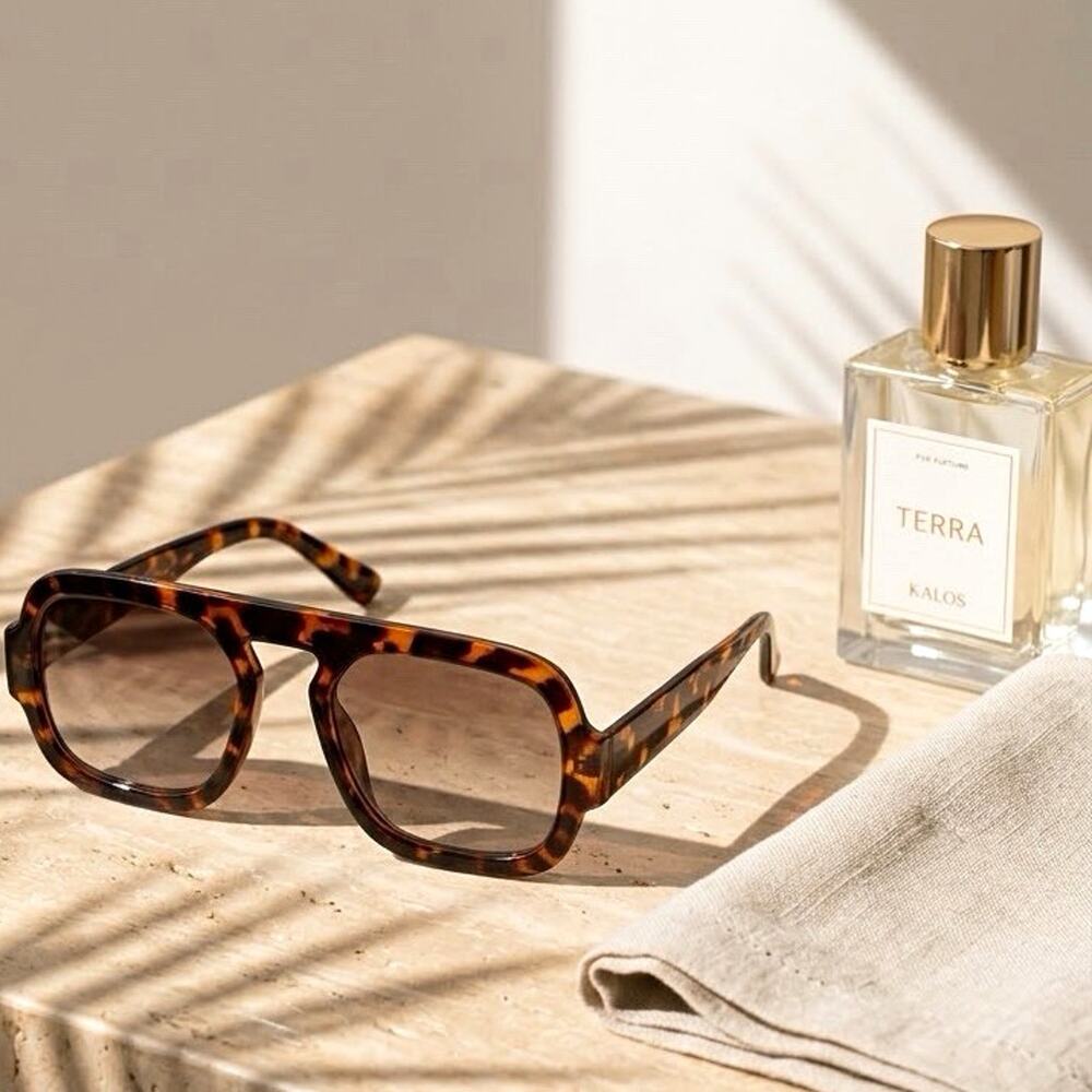NEW STATEMENT Kalos Sunglasses Leopard Tortoise FlatTop Square Aviator Retro NIB